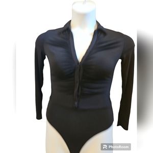 GUESS Bodysuit Shirt Size S Black